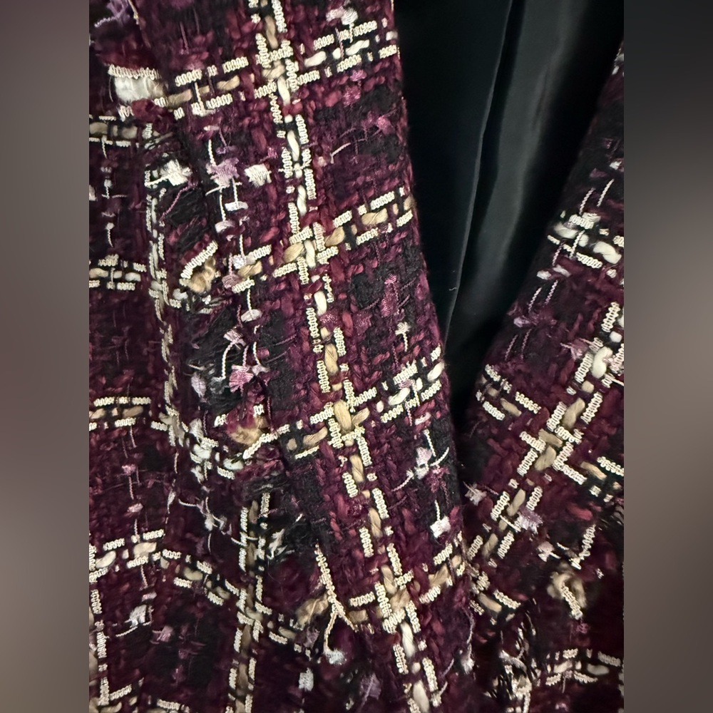 Karl Lagerfeld Ashland Aubergine windowpane plaid Blazer size 12 never worn - Picture 5 of 6